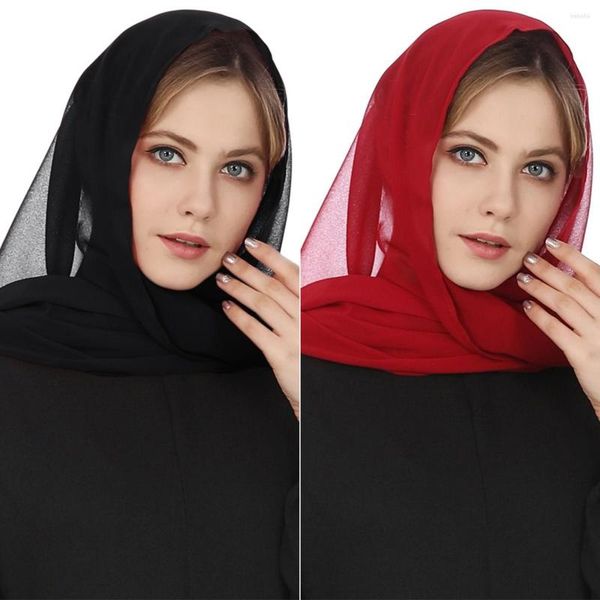 Abbigliamento etnico Foulard musulmano Copricapo Maschera per viso Donna Turbante Moda casual all'aperto Credenza religiosa Abiti Sciarpa di chiffon