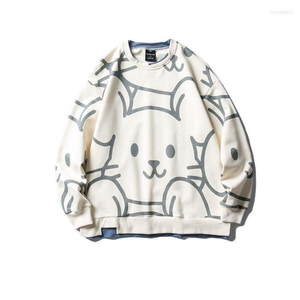 Con cappuccio maschile con cappuccio grazioso topo con cappuccio da cappuccio da cappuccio cool pullover harajuku tops streetwear maschio autunno hip hop con cappuccio coppia sciolta bianca bianca