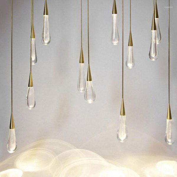 Pendelleuchten Gold Wassertropfen Kristall Licht Kreativer europäischer Stil Luxus LED DIY Hängelampe Moderne Innenbeleuchtung Bar