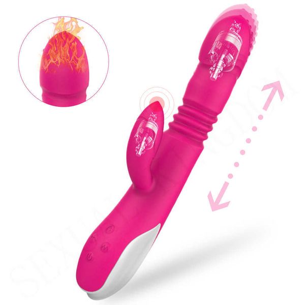 Schönheit Artikel Teleskop Vibrator Dual Heizung AV Zauberstab Weibliche Masturbator Silikon Dildo Klitoris G-punkt Stimulator Erwachsene sexy Spielzeug für Frau