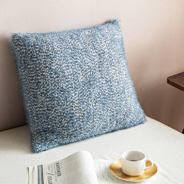 Travesseiro de penas nórdicas fios simples capa moderna de 45x45cm de malha azul para sofá decoração de quarto da sala de estar