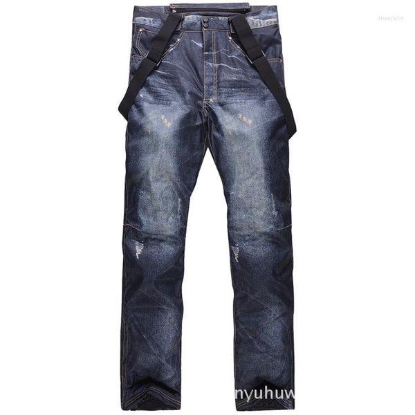 Calças de esqui no estilo jeans de esqui de jeans de snowboard de snowboard de snowboard à prova de vento e quente 2022