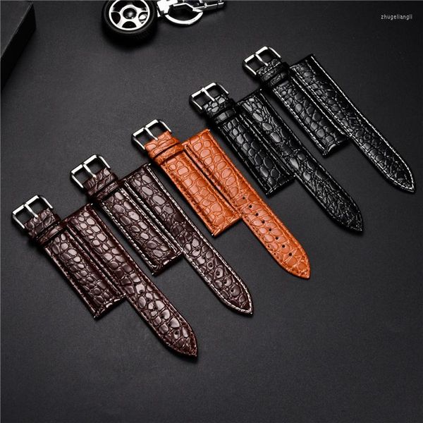 Смотреть полосы Crocodile Photle Design Calfskin Strap Soft подлинная кожаная кожаная аксессуара Business Band 16 18 20 22 24 мм