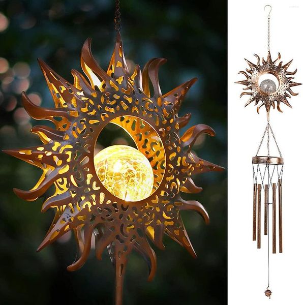 Estatuetas decorativas de metal ao ar livre chimes de vento Lua estrela estrelas do carrilhão, solar sinos exclusivos para decoração de casa à prova d'água externa