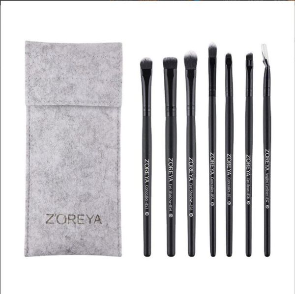 ZOREYA-brochas de maquillaje para ojos, juego de brochas profesionales para sombra de ojos, juego de pestañas para mezclar cejas con bolsa de transporte, 7 Uds.