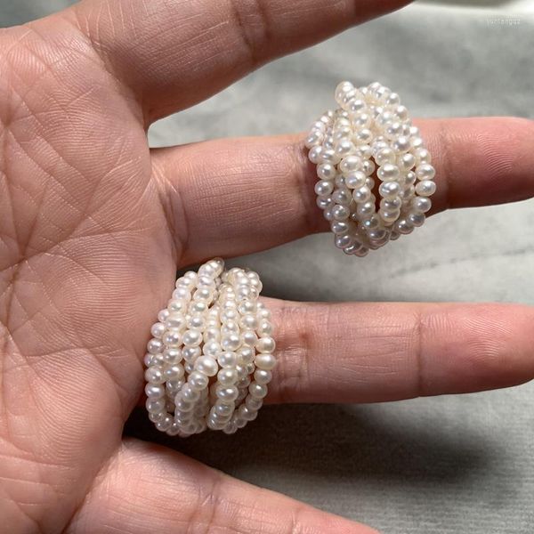 Anéis de casamento Ladies 'Natural Pearls 18K Presentes de multicamadas revestidos a ouro feitos à mão. Entrega grátis de jóias muito brilhantes de pérolas.