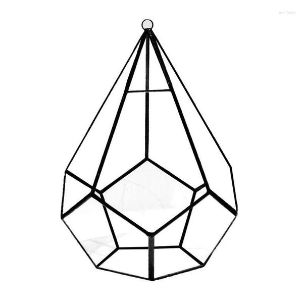 Sacchetti per gioielli Hanging Glass Terrarium Modern Artistic Wall Tears Shape Diamond Geometric Polyhedron Air Plant Holder Fioriera da scrivania Vaso fai da te