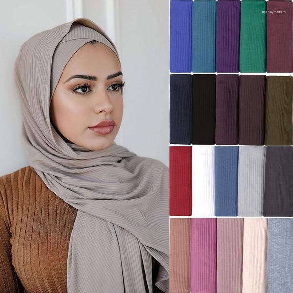 Etnik Kıyafet Piled Müslüman Hijab Eşarp Kırışık Sade Head Türban İslam Arapça Headwrap Başörtüsü Vapurlu Kadınlar İçin Uzun Eşarplar Bayanlar