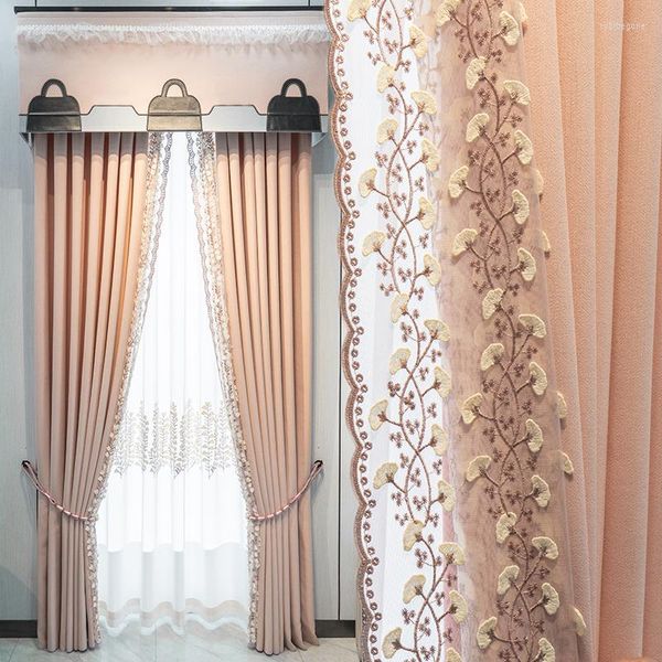 Занавеска роскошная розовая девушка в стиле принцессы вышитые кружевные шторы для гостиной для спальни для спальни