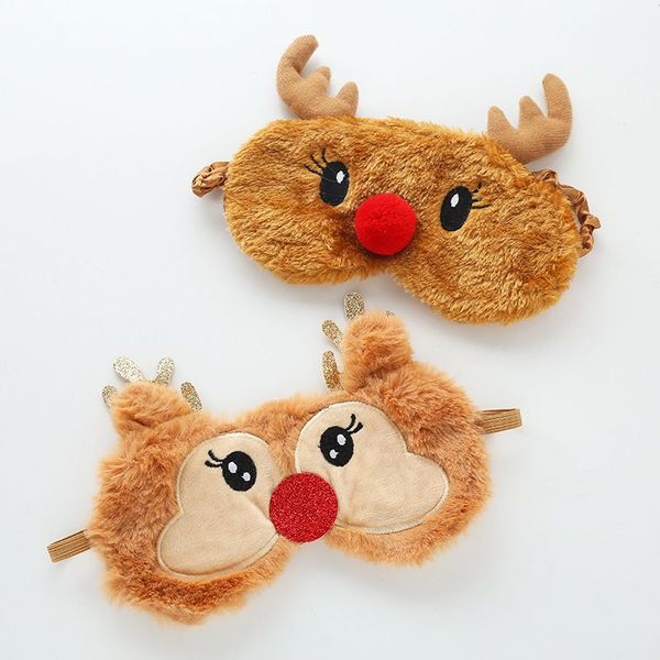 Christmas Deer Animal Cute Capas de olhos PLUSH FILH MASHOK DORMAGEM EYEPTCH DE VIIDO DE VENHO DE VENÇÃO DO CASH DO ELAÇO PARA CRISO