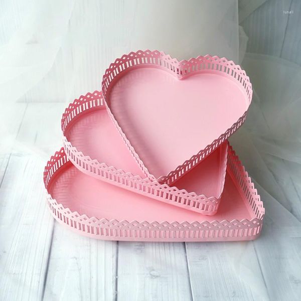 Bakeware Araçları Pembe Prenses Düğün Dekorasyon Kek Pişirme Dükkanı Ekran Ev Mutfak Yemekleri Cupcake Kalp Tipi Tepsi Tabakları