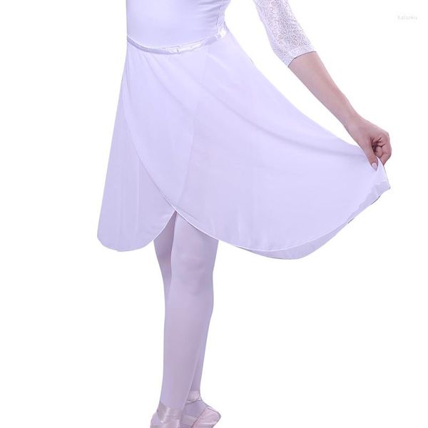 Abbigliamento da palcoscenico Body da balletto professionale da donna Avvolgere sopra la sciarpa Gonna in chiffon Ginnastica Danza Pattinaggio Cravatta aperta lunga 8Colo