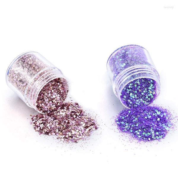 Glitter de unha 1 Box mistura hexágono em brilho com lantejoulas de brilho para o conjunto de artes decoração holográfica Manicure Pigment Nails