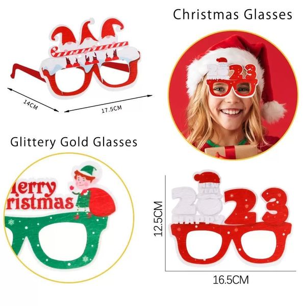 Occhiali decorativi natalizi Divertenti feste per bambini adulti Articoli per feste di carnevale Puntelli per fotografia Natale all'ingrosso RRA813