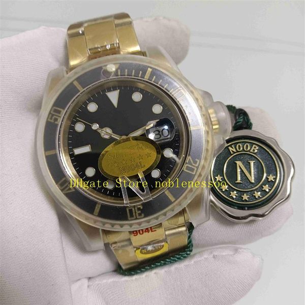 2 Color Super N Factory 904L Steel Watch Men Date 41mm 126618ln Yellow Gold Black Dial Ceramic Lünette 126618 Blue 126618lb NoobF ET236b