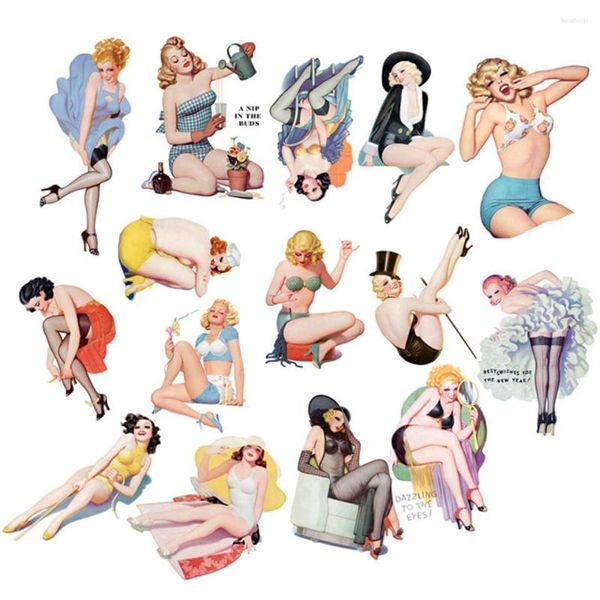 Embrulho de presente 15pcs/set Sexy Retro Beauty Paper Stickers Kits Die Cut/Seal para Diy Scrapbooking Journal TN Diário