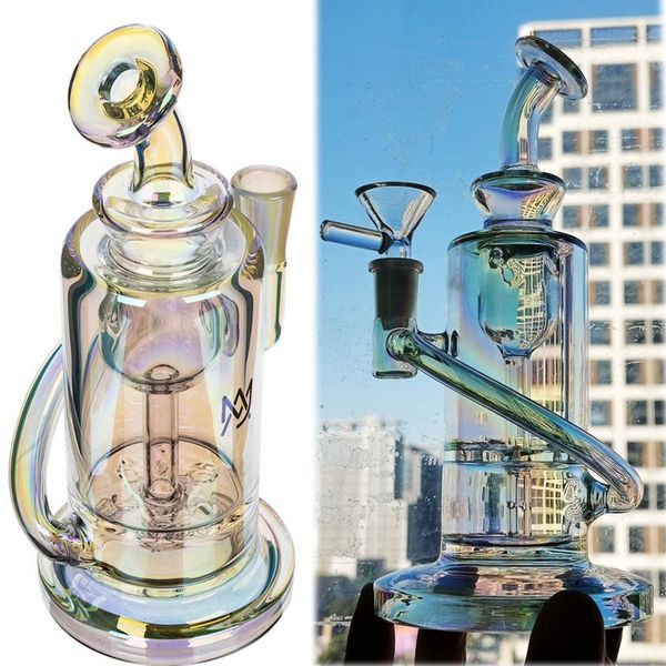 Klein Recycler Oil Rigs Hookahs Pequenos Bongs De Água De Vidro Tubo De Fumaça Bubbler Dab Bong Com 10mm Banger