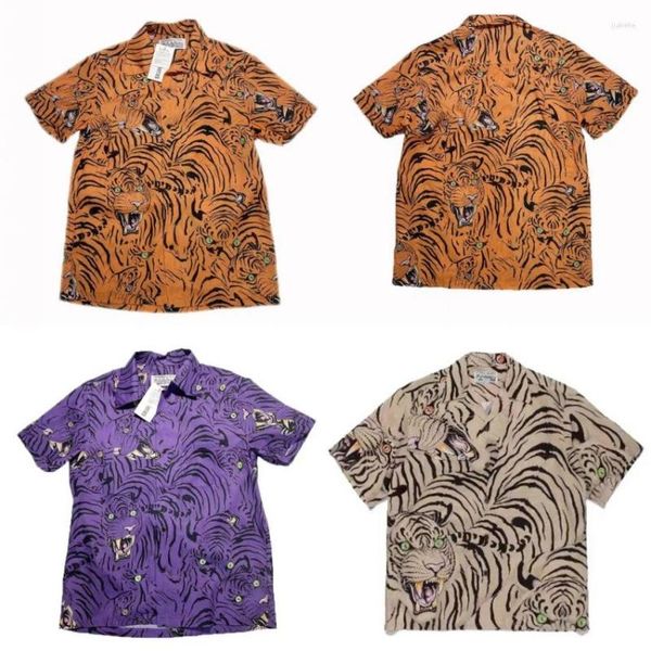 Camicie casual da uomo Uomo Donna T-shirt Hawaii Top a maniche corte T-shirt stile estivo Tiger WACKO MARIA Camicia