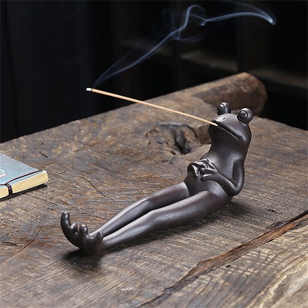 F￡brica Creative Ceramic Incense Stick Stick Frog Inserir o escrit￳rio de medita￧￣o de ioga interna e decora￧￣o de ioga interna e decora￧￣o dom￩stica