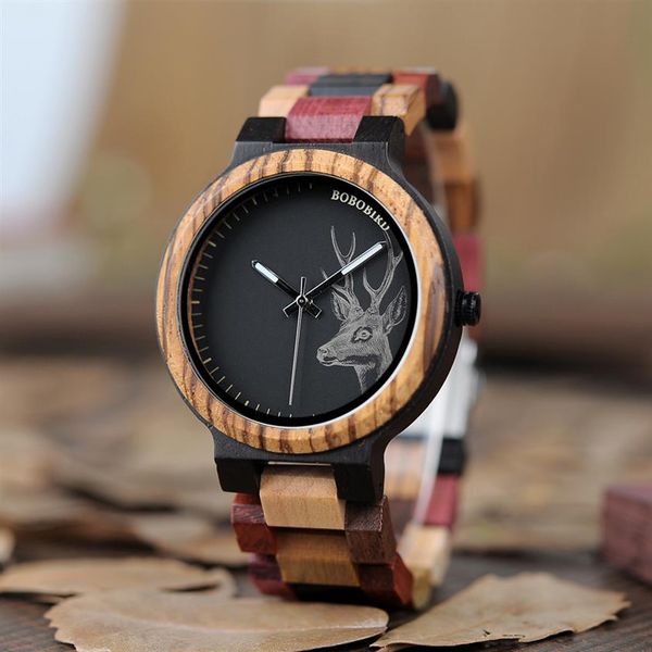 Curren Assista Wood Men Men Elk Analog Japão Quartz Relógios masculinos de luxo Nice Gifts Drop oem204C