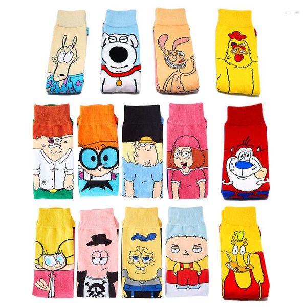 Meias de algodão de algodão Funnmmen Cartoon fofo Anime Rodty Dog Harajuku Hiphop Colorido Streetwear Long Sock Gift