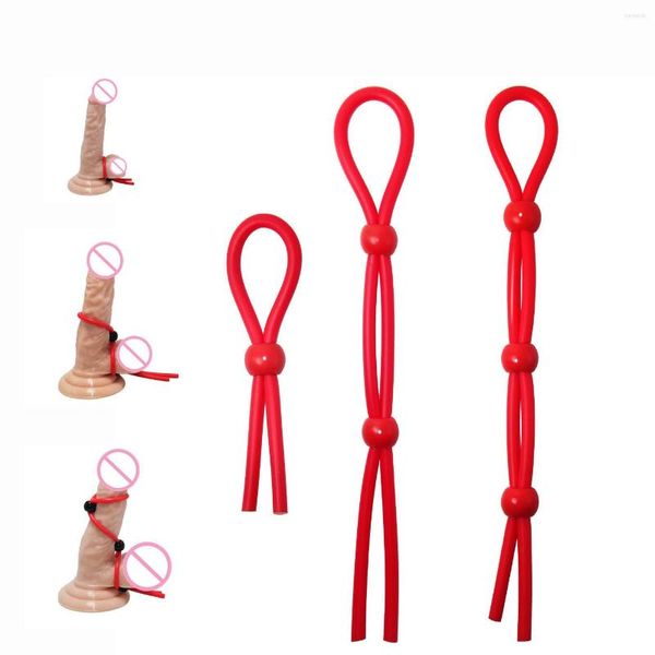 Anelli Cock Rings Corda Silicone Eiaculazione Ritardo Scroto Anello Maschile Regolabile Durata Cockring Cintura di Castità Giocattoli Del Sesso Per Adulti