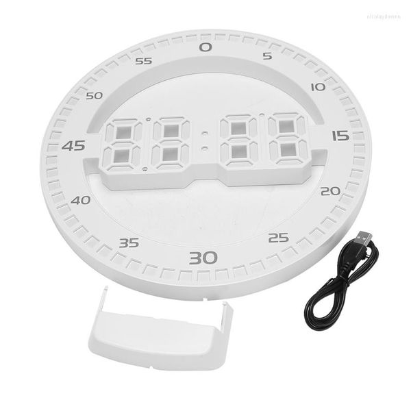 Relógios de mesa silenciosos 3D Digital Circular Luminoso Alarme de relógio de parede LED com calendário para decoração em casa