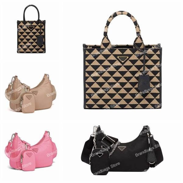 Luxurys tasarımcıları omuz çanta çantası 3 parçalı set naylon çanta kadınları crossbody tuval omuzları bayan tote zincirleri el288l