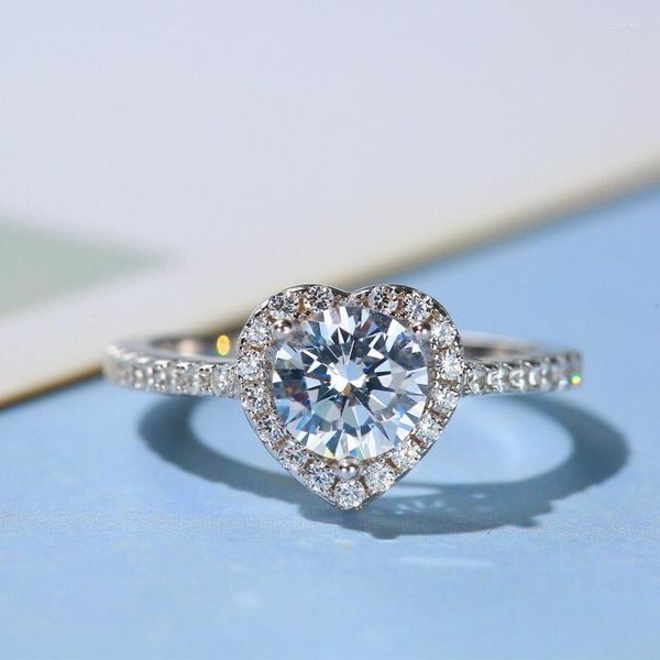 Ringos de cluster inbeaut 925 prata para sempre amor passa diamante 1 ct excelente corte d cor coração moissanite anel feminino casamento clássico casamento