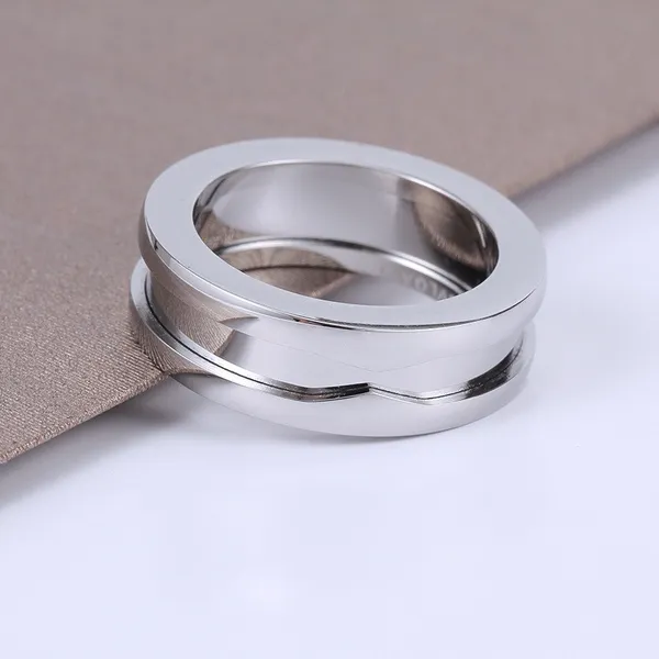 Silver High-end Designer Rings Unissex Fashion Element Circle Ring Men and Women Brands