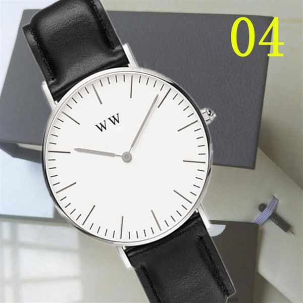 Use a caixa original 3a de alta qualidade Watch masculino 40mm Mulheres 36mm Wellington's Fashion Leather Belt Strap Quartz Designer227N