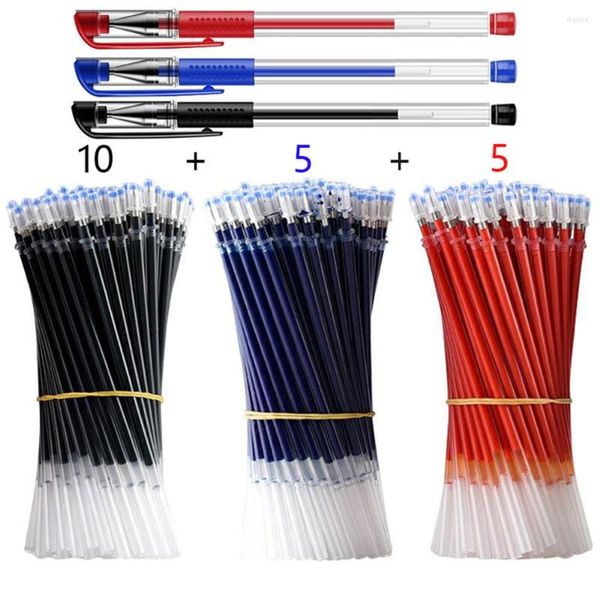 23pcs/Set Gel Pen Refill Set Black Blue Red Ink Tip 0,5 мм Ballpoint Office School Supplies Ската канцелярских товаров с бесплатным кораблем