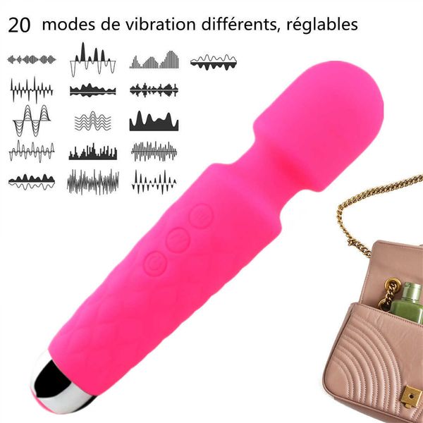 Itens de beleza 20 modos poderosos vibradores av que vibradores recarregáveis ​​Magic Wand Massager Massage