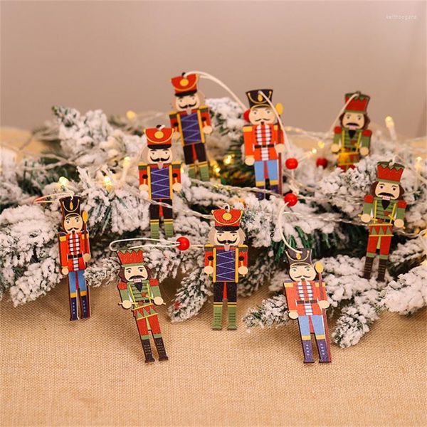 Decorazioni natalizie 9 pezzi/set Schiaccianoci Cartello in legno Decorazione per albero Soldato Finestra Anno Ciondolo