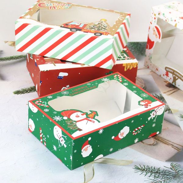 Große Weihnachts-Süßigkeitsplätzchen-Pappschachtel mit Kunststoff-PVC-Fenster, Lebkuchen-Schokoladen-Geschenk RRD88