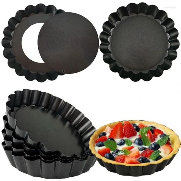 Ferramentas de panificação 7pcs 4 polegadas mini panelas de torta com fundo removível de bordas reutilizáveis ​​de quiche de baixo para festa