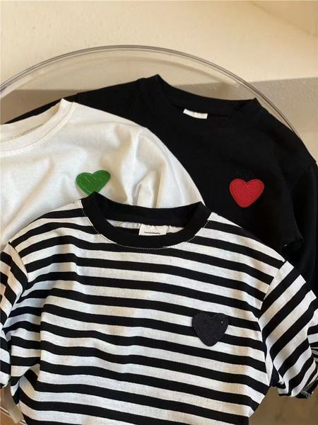 abbigliamento per bambini designer gioca T-shirt per bambini ricamata Love T-shirt casual a maniche lunghe per bambini T-shirt per bambini occhi giovanili Top neonati bambini Pullover Nero Bianco