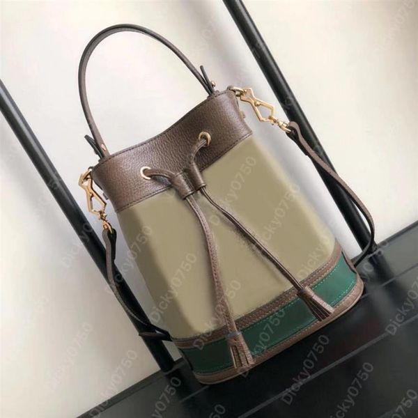 Eimer Designer Taschen Mini Kordelzug Tasche für Frauen Cross Body Canvas Tote Echtes Leder Handtaschen Dame Quaste Messenger Geldbörse Sat200A