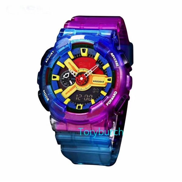 Mode Beliebte Bunte Lila Dual Display Uhren Leucht Sport Casual Männliche Elektronische Uhr Reloj Hombre Wristwatch220o