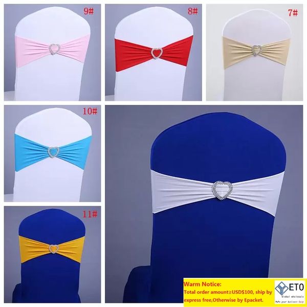 Spandex Elastic Wedding Chair Cover Sash Bands Wedding Birthday Party Elastic Chair Buckle Sash Decorazione 17 colori disponibili DBC