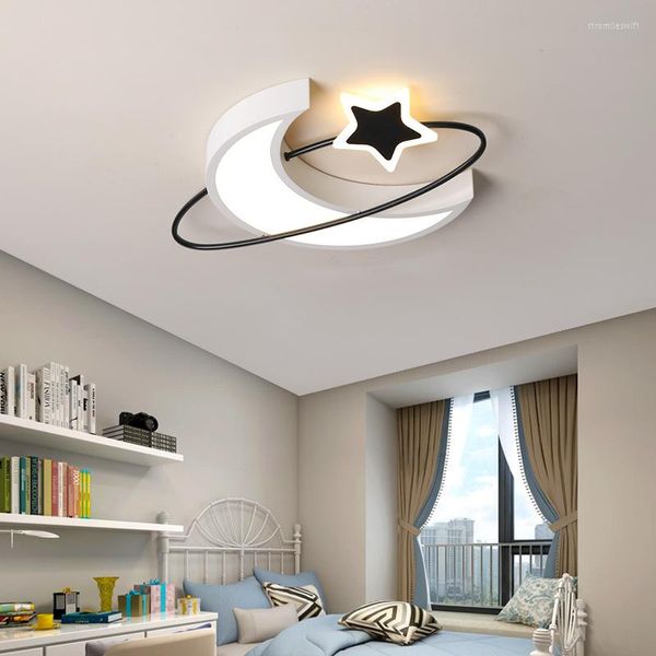 Luzes de teto 2022 Lâmpada de quarto garoto criativo lua de estar sala de estar menina desenho animado decorativo