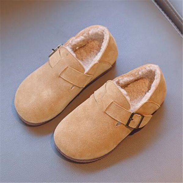 Kinder Schuhe Turnschuhe Herbst Winter Kinder Jungen Mädchen Casual Leder Plüsch Erbsen ShoeToddler Weichen Boden Bequeme Halbschuhe