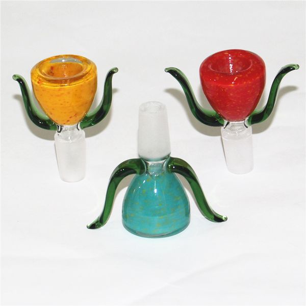 Neue Design-Blumenschiebe-Kräuterglasschale mit 14-mm-Glasschalen mit Außenverbindung und 18,8-mm-Größe, Bubbler Ash Catcher Bong