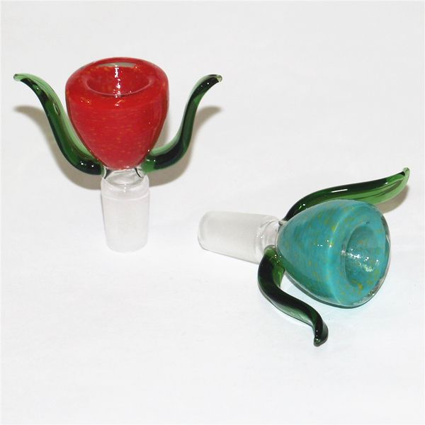 Shisha Glass Bowls Drop -Down -Adapter 14 mm männlicher weiblicher weiblicher 18 -mm -Aschefänger Recycler Öl Rigs Dab Glas Wasser Rohre Schüssel Bubbler