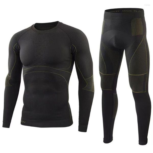 Roupa térmica masculina ao ar livre não marking sportswear define um treinamento apertado de esqui de passeio de esqui que ganha suor de secagem rápida