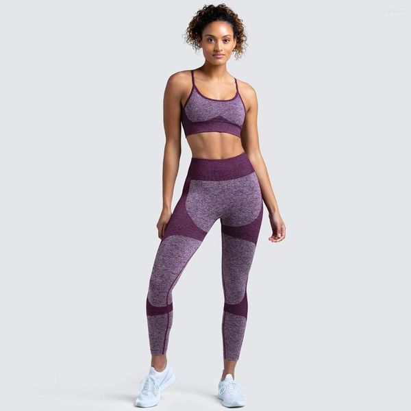 Set attivi 2022 Donna a vita alta Scrunch BuYoga Set reggiseno sportivo Leggings Fitness Compressione Pantaloni da palestra Allenamento Legging per le signore