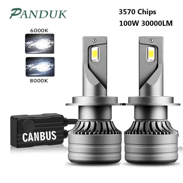 Panduk 2pcs 100W 30000LM Auto LED -Scheinwerfer H1 H7 H7 LED CANBUS H8 H9 H11 9005 HB3 9006 HB4 High Beam Auto Lights Lampenbirne Auto Turbo