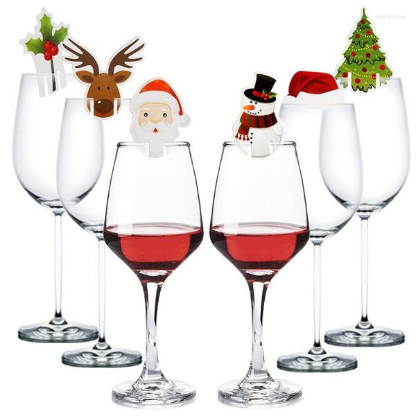 Decorações de Natal 50pcs Santa Claus Snowman Tree Wine Glass 2022 Merry for Home Table Placs Cartes Xmas Gift Year Party