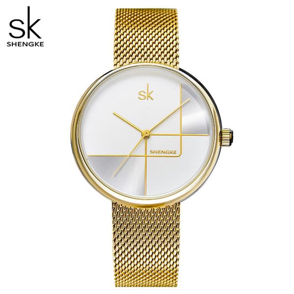 Shengke Gold Uhr Frauen Uhren Damen Milan Mesh Stahl frauen Armband Uhren Weiblichen Uhr Relogio Feminino Montre Femme212q