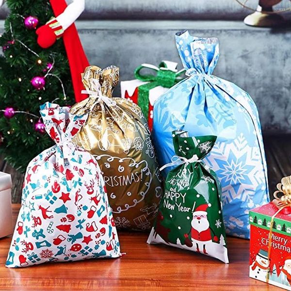 Decorações de Natal 30pcs Bolsas de Goody embrulhar estilos variados com gravatas de fita